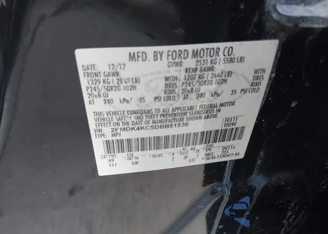 2013 Ford Edge Limited z USA, uszkodzony, nr VIN 2FMDK4KC5DBB51538